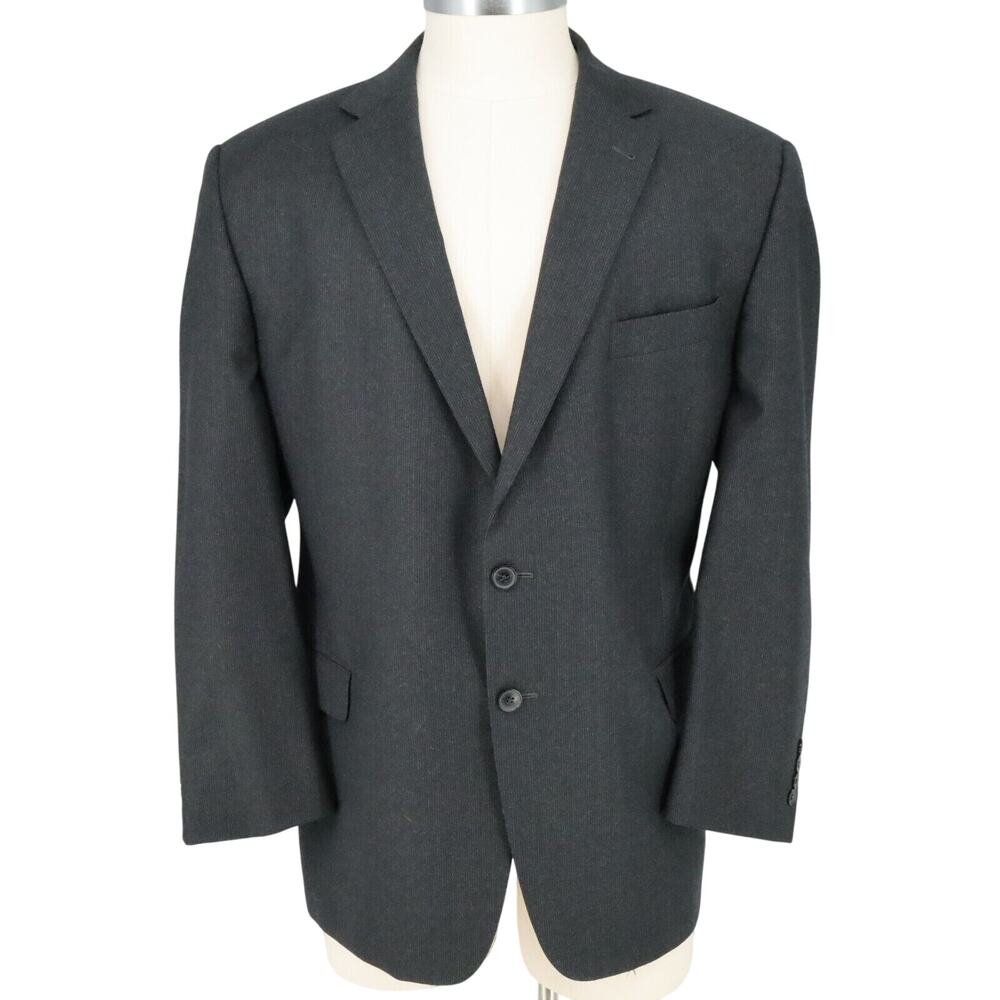 Joseph Abboud Sport Coat Mens 48R Black Micro Stripe Wool Tweed Jacket Blazer